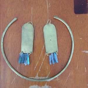 West Native brass earring and necklace set